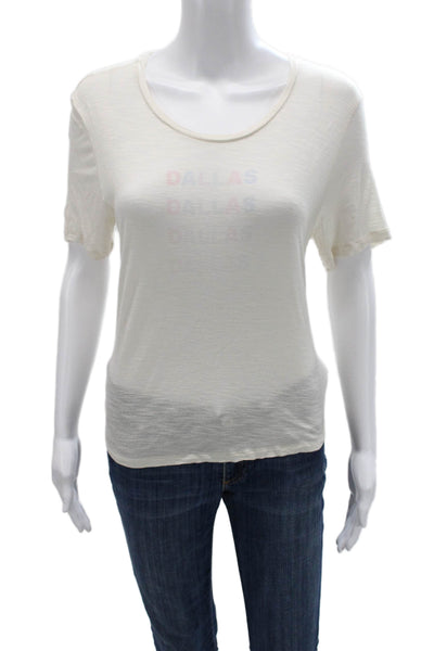 Love Shack Fancy Women White Graphic Basic T-Shirt Short Sleeve Viscose Size M