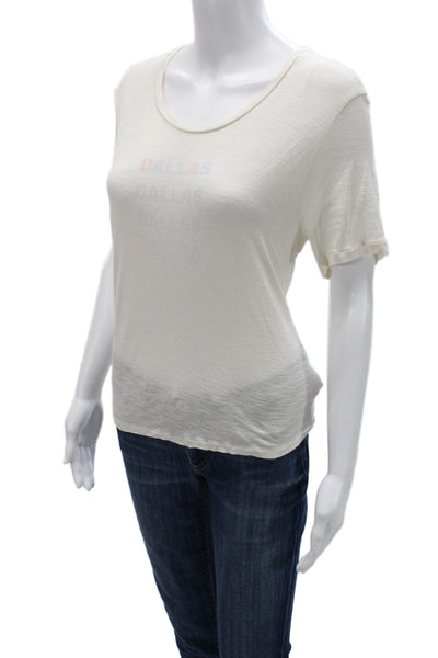 Love Shack Fancy Women White Graphic Basic T-Shirt Short Sleeve Viscose Size M