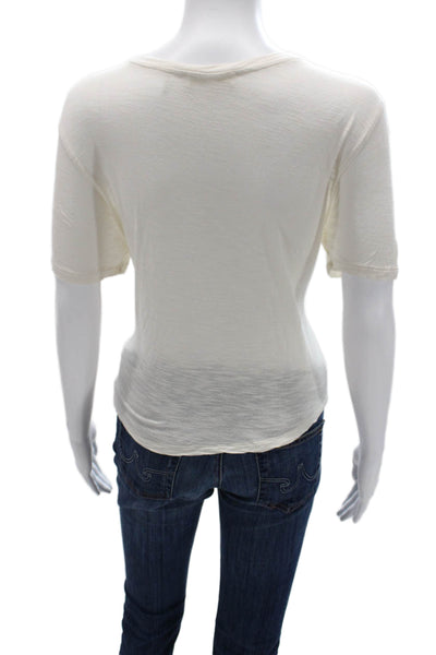 Love Shack Fancy Women White Graphic Basic T-Shirt Short Sleeve Viscose Size M