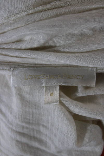 Love Shack Fancy Women White Graphic Basic T-Shirt Short Sleeve Viscose Size M