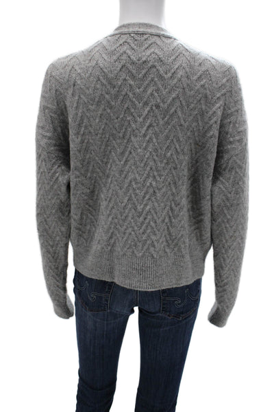 Zara Unisex Gray V Neck Herringbone Button Cardigan Long Sleeve Size S