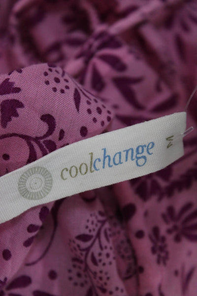 Cool Change Womens Blouson Mini Dress Pink Paisley Cotton Drawstring Size M