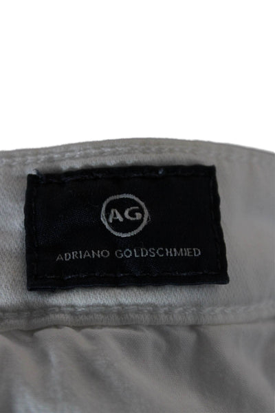 AG Adriano Goldschmied Unisex Chino Shorts White Cotton Lyocell Size 24