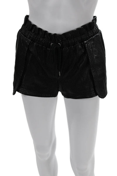 Rebecca Minkoff Unisex Lambskin Drawstring Shorts Black Size XS