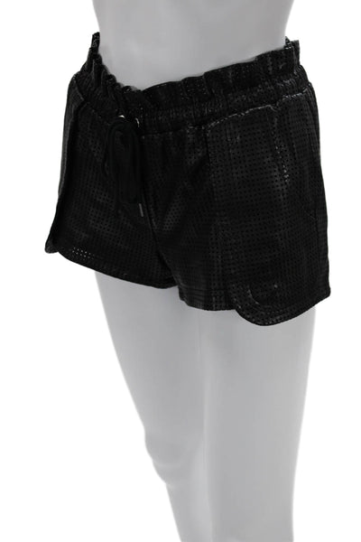 Rebecca Minkoff Unisex Lambskin Drawstring Shorts Black Size XS