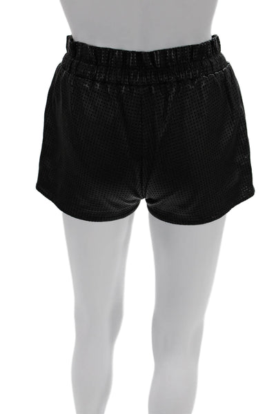 Rebecca Minkoff Unisex Lambskin Drawstring Shorts Black Size XS