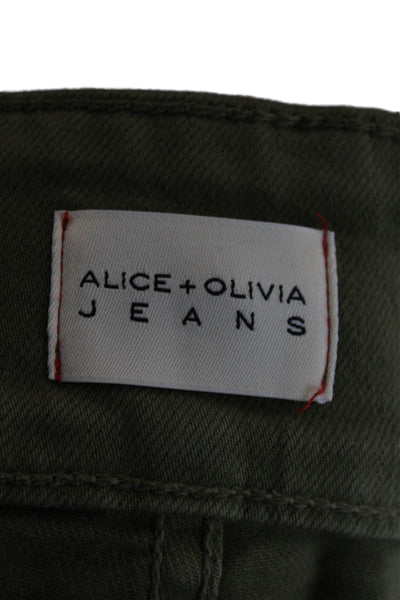 Alice + Olivia Unisex Chino Shorts Green Button Cotton Size 24