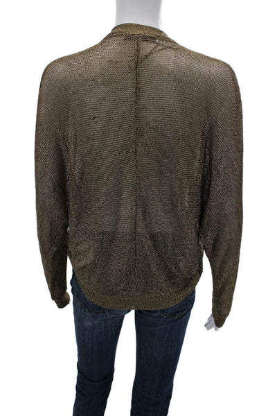 Zara Unisex Brown V Neck Full Zip Cardigan Long Sleeve Size S