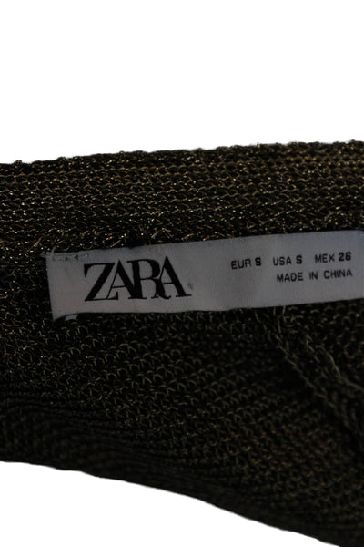 Zara Unisex Brown V Neck Full Zip Cardigan Long Sleeve Size S