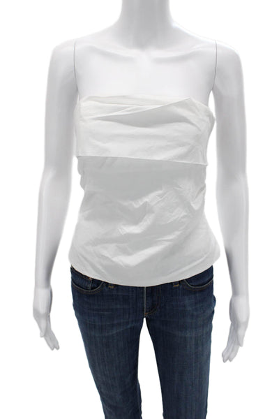 Zara Womens White Cotton Sleeveless Tank Zip Classic Size S