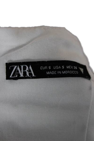 Zara Womens White Cotton Sleeveless Tank Zip Classic Size S