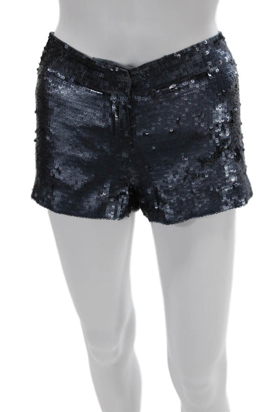 Club Monaco Unisex Dark Blue 100% Silk Button 80s Shorts Size 00