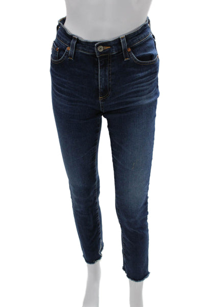 AG-ED Denim Women Skinny Ankle Jeans Dark Blue Mid Rise Button Size 26