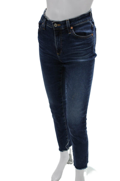 AG-ED Denim Women Skinny Ankle Jeans Dark Blue Mid Rise Button Size 26