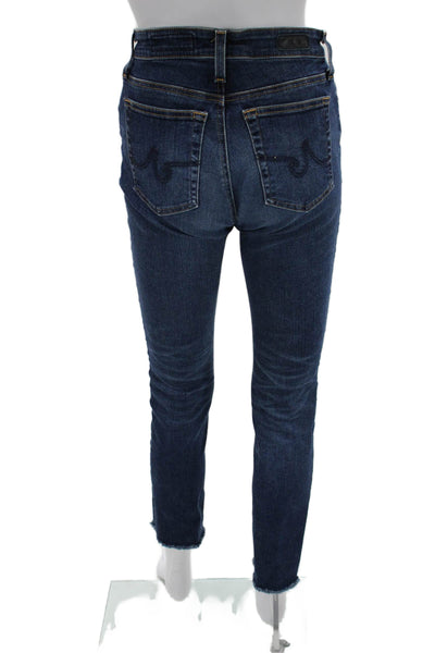 AG-ED Denim Women Skinny Ankle Jeans Dark Blue Mid Rise Button Size 26