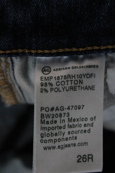 AG-ED Denim Women Skinny Ankle Jeans Dark Blue Mid Rise Button Size 26