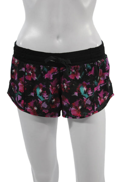 Lululemon Womens Black Floral Drawstring Shorts Size 4