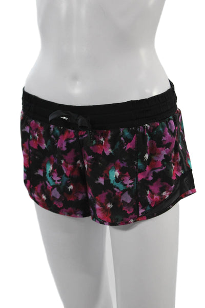 Lululemon Womens Black Floral Drawstring Shorts Size 4