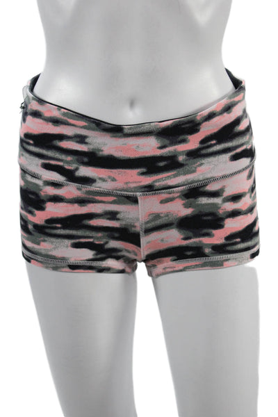 Lululemon Womens Black Camo Sweat Shorts Nylon Blend Size 8