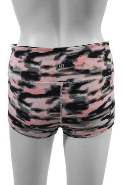 Lululemon Womens Black Camo Sweat Shorts Nylon Blend Size 8