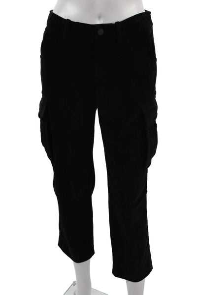 Alice + Olivia Women Cropped Cargo Pants Black Button 100% Polyester Size 0
