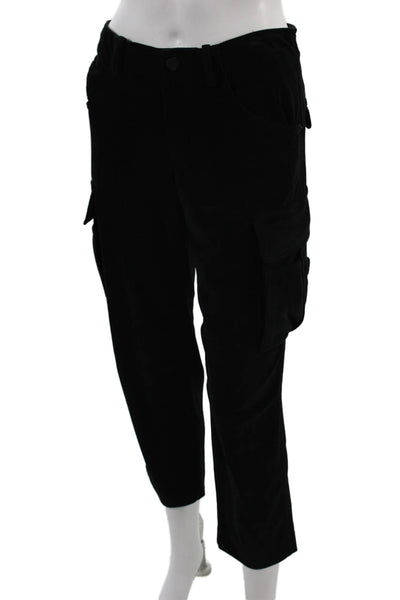 Alice + Olivia Women Cropped Cargo Pants Black Button 100% Polyester Size 0