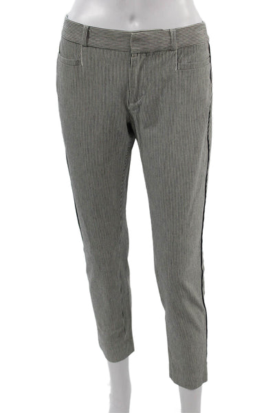 Banana Republic Womens Cropped Ankle Dress Pants Gray Striped Size 0