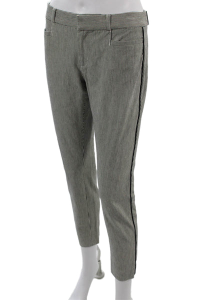 Banana Republic Womens Cropped Ankle Dress Pants Gray Striped Size 0