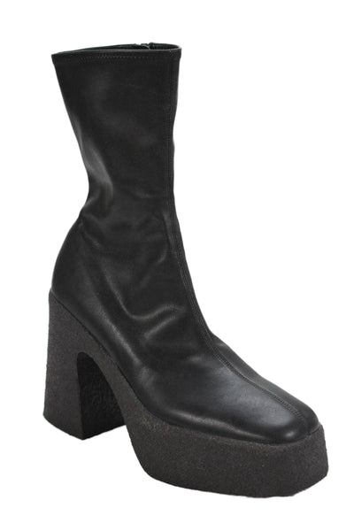 Stella McCartney Womens Square Toe Platform Heeled Boots Black Size 10