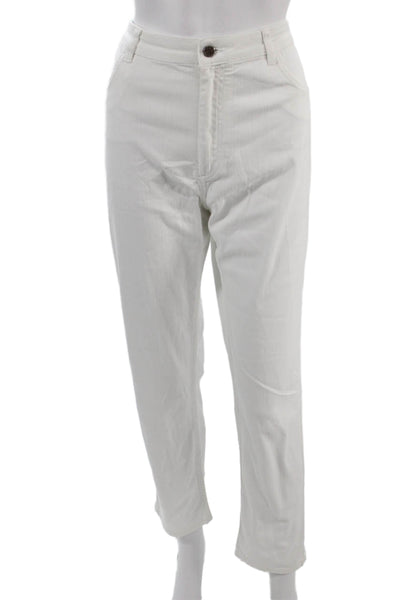 Jaeger Womens Cropped Ankle Pants White Cotton Elastane Size 14