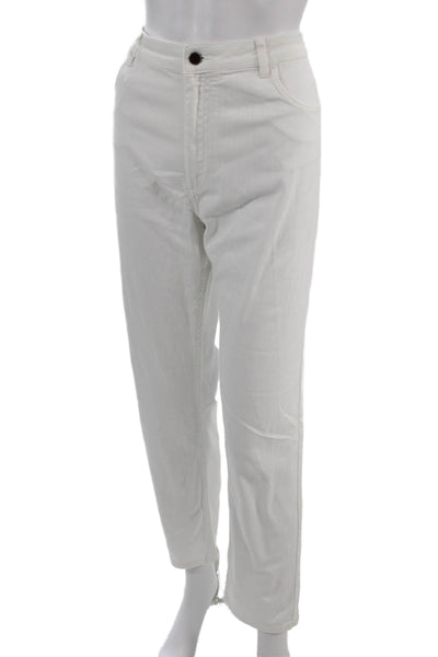 Jaeger Womens Cropped Ankle Pants White Cotton Elastane Size 14