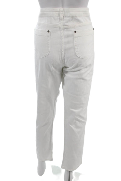 Jaeger Womens Cropped Ankle Pants White Cotton Elastane Size 14