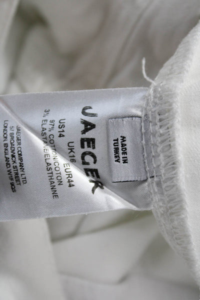 Jaeger Womens Cropped Ankle Pants White Cotton Elastane Size 14