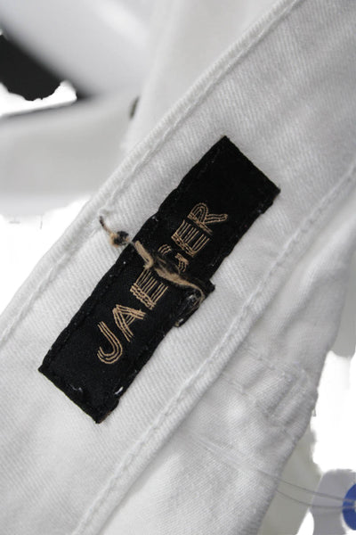 Jaeger Womens Cropped Ankle Pants White Cotton Elastane Size 14