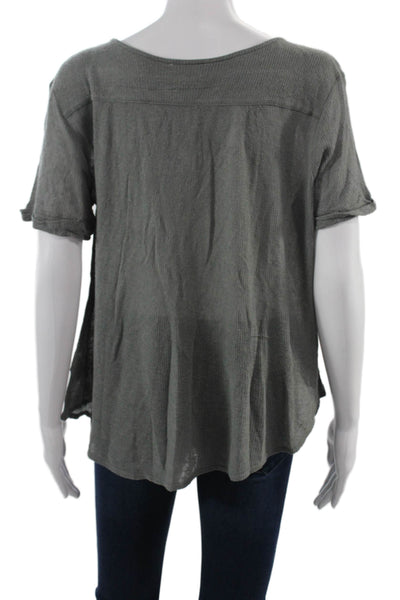 Theory Women Basic Gray V-Neck Short Sleeve T-Shirt Size S