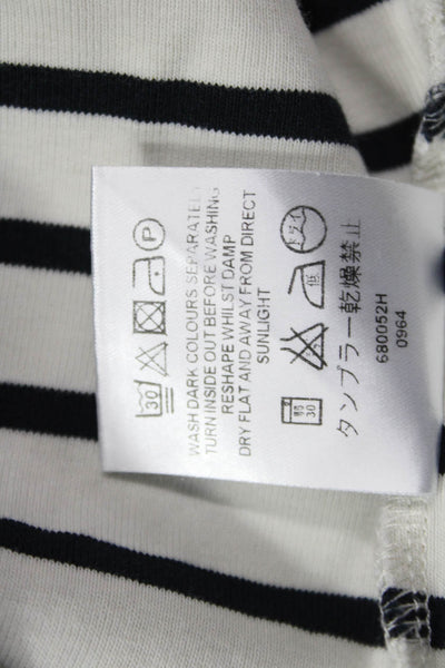 Jaeger Women Black Striped Jersey Basic T-Shirt Cotton Short Sleeve Size XL