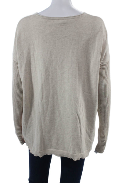 Lisa Todd Unisex Beige Pullover Sweater Long Sleeve Cotton Cashmere Size L