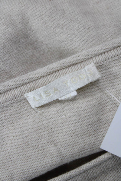 Lisa Todd Unisex Beige Pullover Sweater Long Sleeve Cotton Cashmere Size L