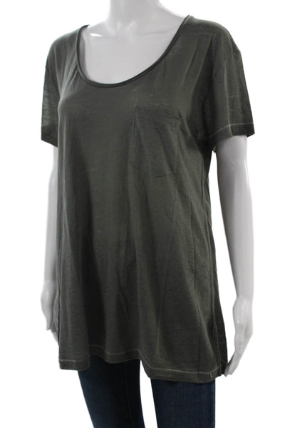 Rag & Bone Women Basic Dark Gray Viscose Round Neck Short Sleeve T-Shirt Size L