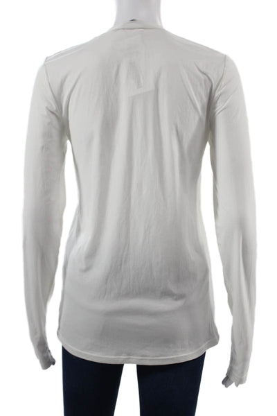Theory Women Basic White Crew Neck Long Sleeve T-Shirt Size L