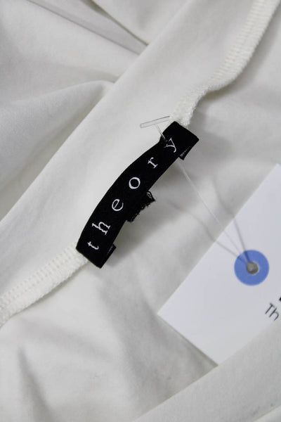 Theory Women Basic White Crew Neck Long Sleeve T-Shirt Size L
