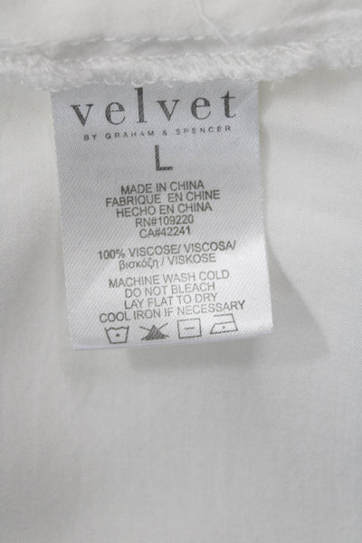 Velvet Women Tunic Blouse Sleeveless White Viscose Button Up Size L