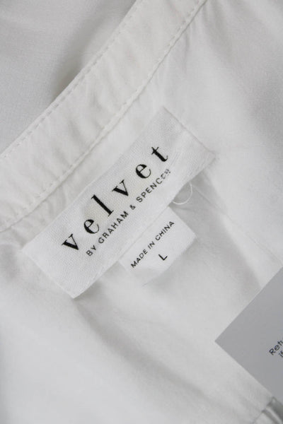 Velvet Women Tunic Blouse Sleeveless White Viscose Button Up Size L