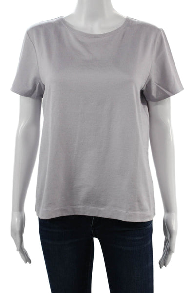 Linda Allard Ellen Tracy Women T-Shirt Gray Crew Neck Cotton Blend Size L