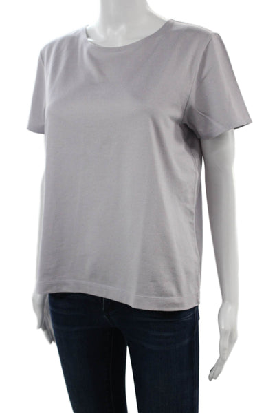 Linda Allard Ellen Tracy Women T-Shirt Gray Crew Neck Cotton Blend Size L