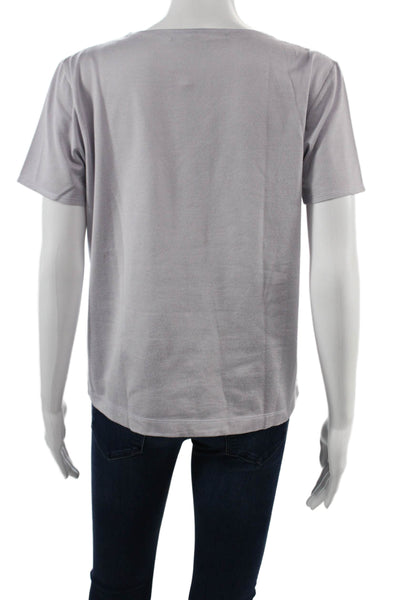 Linda Allard Ellen Tracy Women T-Shirt Gray Crew Neck Cotton Blend Size L