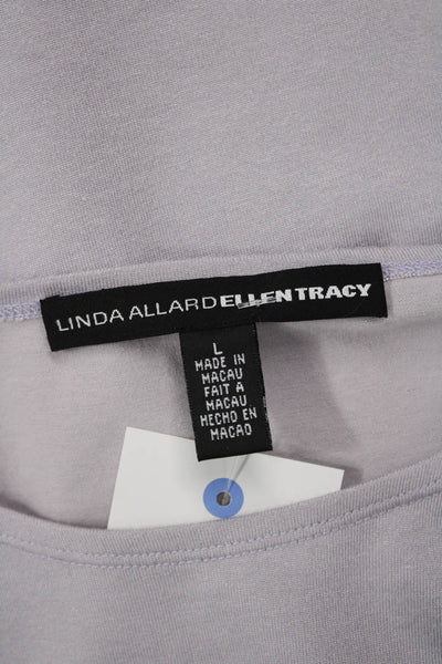 Linda Allard Ellen Tracy Women T-Shirt Gray Crew Neck Cotton Blend Size L