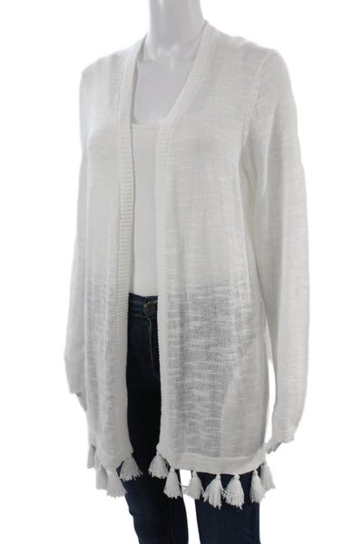 Lilly Pulitzer Unisex Cardigan White V Neck Long Sleeve Bohemian Size L