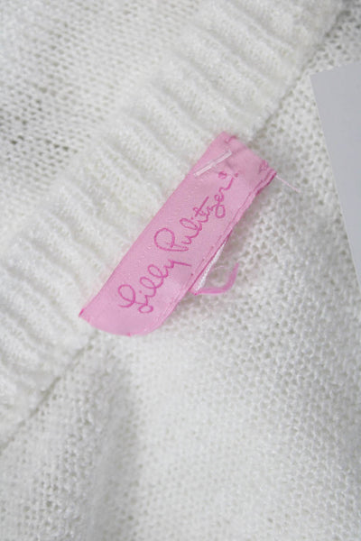 Lilly Pulitzer Unisex Cardigan White V Neck Long Sleeve Bohemian Size L