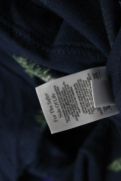 Eberjey Women Button Down V Neck Sleepwear Blue Pine Tree Print Size S